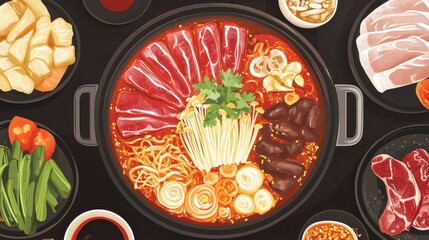 A Delicious Hot Pot Meal with Abundant Ingredients