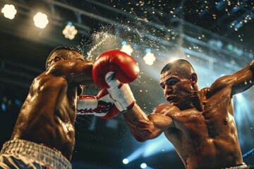 Professional Boxing Match in Action, two fighters