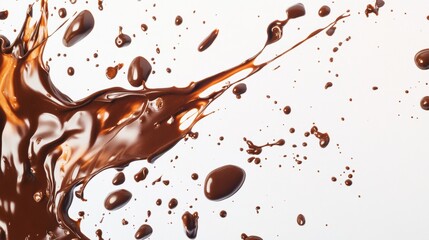 Aufkleber - Abstract Melted Chocolate Splatter on White Background