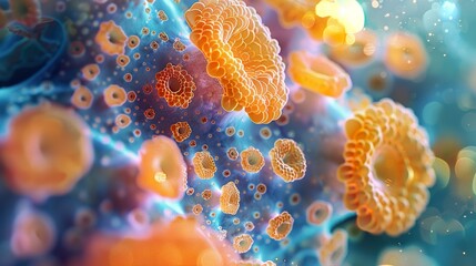 Wall Mural - microscopic cells: a colorful world of biology