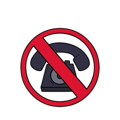 Sticker - cute cartoon of a no phones allowed sign