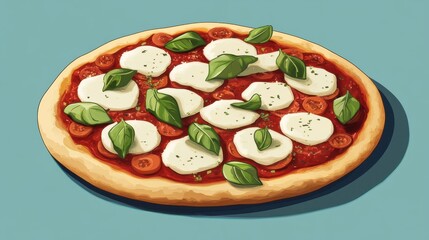 Sticker - Pizza Margherita with Fresh Basil and Tomatoes