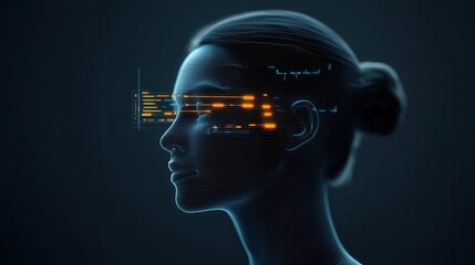 Innovative facial scan technology, glowing security portal, 3D illustration