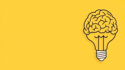 Wall Mural - a creative illustration of a brain inside a light bulb representing innovative ideas and inspiration
