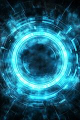 Poster - Blue circle corridor neon frame boarder