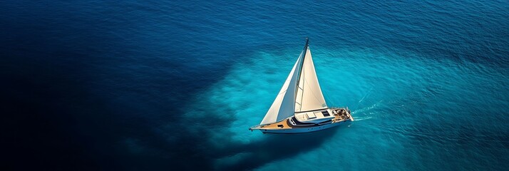 Canvas Print - arafed sailboat in the middle of the ocean with a white sail