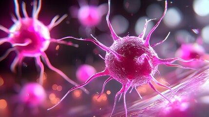 Poster - Vibrant illustration of human tissue regeneration, showcasing intricate cellular structures and dynamic healing processes in a vivid, engaging style