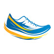 © Raffaza - A stylized blue running shoe with yellow speed lines, representing speed and athleticism.