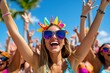 © Sanchai - Florida Spring Break Hotspots represented in a party-themed infographic, focusing on top spring break destinations like Daytona Beach and Panama City