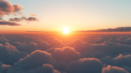 Poster - Golden Sunset Above Clouds - Perfect for Travel and Nature Projects