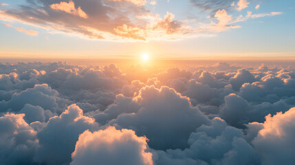 Poster - Stunning Golden Sunset Over Cloudscape - Perfect for Travel, Nature, and Inspiration Themes