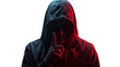 © Trendy Image Two - Horror-themed image of a man in hoodie with a silent hand sign.