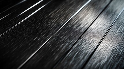Poster - A close-up view of sleek, polished wood texture with shining lines, perfect for backgrounds and design projects.