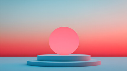 Canvas Print - Minimalist Product Display with Pink Sphere and Gradient Background