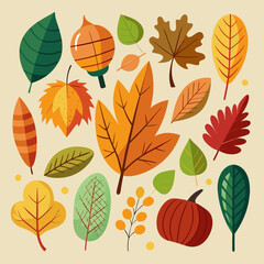 Sticker - autumn leaves seamless pattern