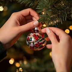 Wall Mural - A person is holding an ornament in their hand.