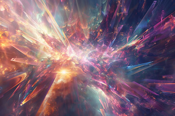 Wall Mural - a colorful, abstract image of a galaxy with a bright orange sun in the center