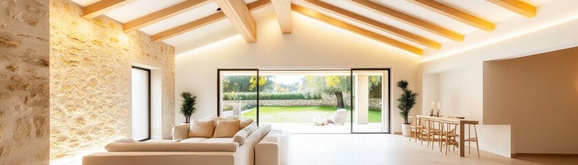 Bright and spacious living room with modern decor and natural light, blending indoor comfort with outdoor views.