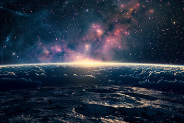 Wall Mural - a beautiful night sky with a bright sun in the middle