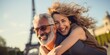 © Nadejda - Mature couple showing love near eiffel tower.  Paris the city of love. Generative AI.