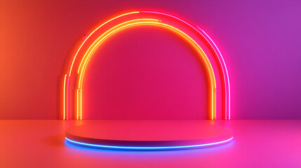 Canvas Print - Neon Archway Product Display with Pink Background