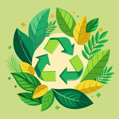 Canvas Print - a-recycling-symbol-surrounded-by-green-leaves