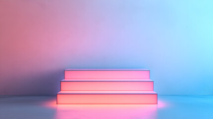 Sticker - Neon Glow Product Display Steps Mockup - 3D Rendered for your Brand