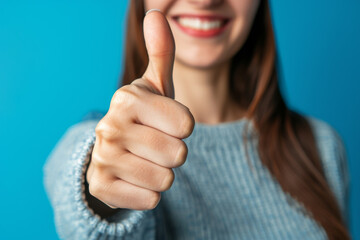 Sticker - A woman is smiling and giving a thumbs up