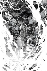 Abstract Art of a Man in a Black and White Illustration