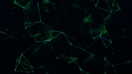 Poster - Abstract background with connecting dots and lines. Network connection structure. Plexus effect. 3d Vector illustration.