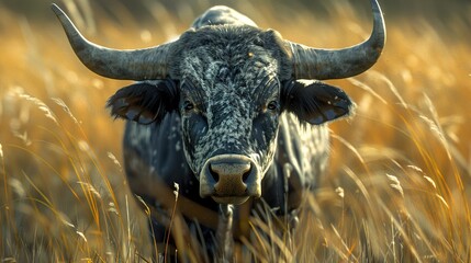 Wall Mural - Close-up Portrait of a Spotted Cow in a Field of Grass