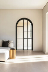 Wall Mural - Luxurious Mediterranean room interior design with natural lighting, elegant furniture and large windows