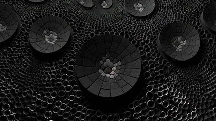 Poster - Abstract background with dotted fractal ornament and science styled cellular mesh