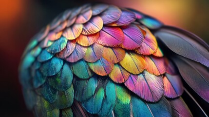 Canvas Print - Vibrant and iridescent bird feathers close-up