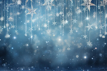 Poster - Christmas background with snowflakes and bokeh. Winter holidays celebration backdrop with snow on blurred background.