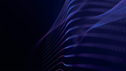 Fototapete - Futuristic point wave of particles. Visualization of sound waves. Technology or science banner. Abstract digital 3D wave. Vector illustration.