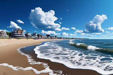 new jersey shore towns and beach life depicted in an abstract artistic design, highlighting the beau