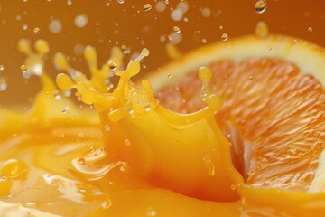 A close-up shot of an orange with a splash of water