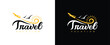 © nilufa logo maker - Summer Travel vector logo design, Modern bright sun travel, airplane, birds vector logo design