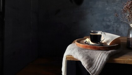 Tea on a Table and Cloth Poetic Poster Banner Website Wallpaper 