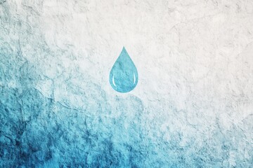 Poster - A drop of water serves as a minimalist symbol conveying themes of hydration and freshness with a soft, textured background. Generative AI