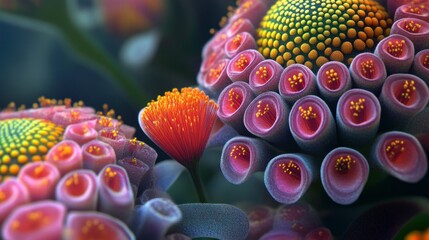 Wall Mural - Close-up of Vibrant Multicolored Flowers with Intricate Details