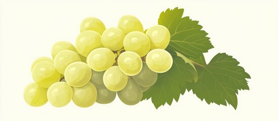 Flat illustration of green grapes fruit