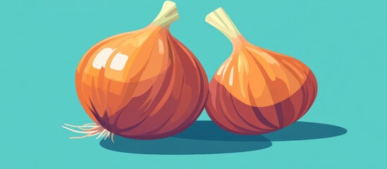 Flat color style cartoon illustration of an onion