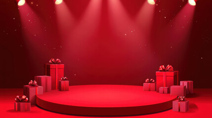 Wall Mural - Red Gift Boxes Stage.