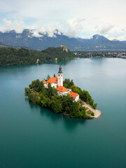 drone photo Bled Lake, Blejsko jezero Slovenia europe