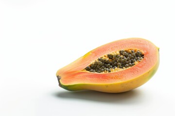 Wall Mural - Fresh papaya cut open revealing its yellow-orange flesh