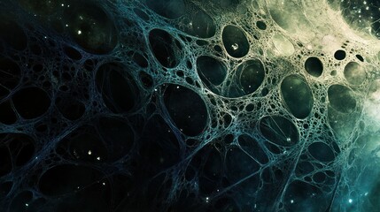 Abstract Web-like Structure with Dark Background and Glittering Spots