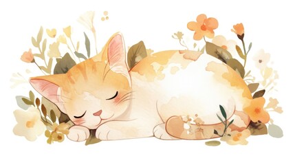 Cute watercolor cat vector illustration collection