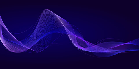 Poster - Flowing lines waves glowing on dark background